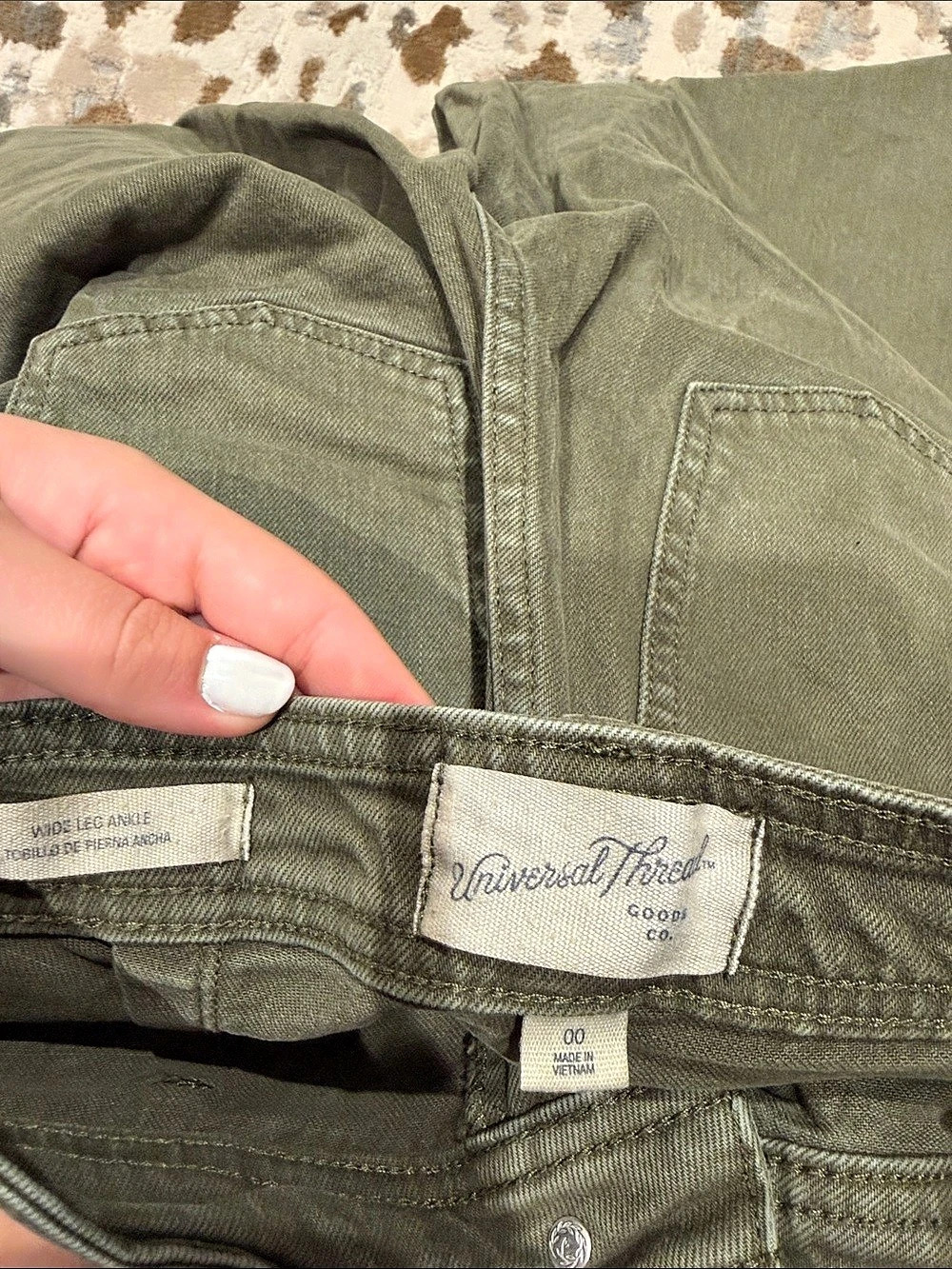 Universal Thread High-Rise Wide Leg Ankle Pants Green Size 10 - Picture 3 of 3